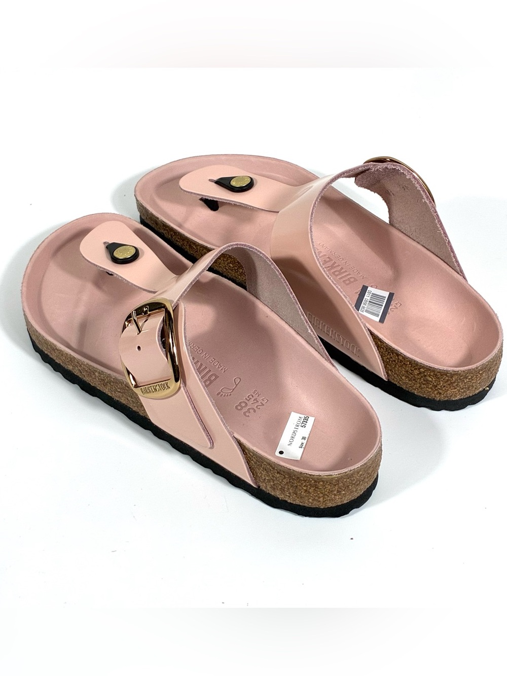 Birkenstock Gizeh Big Buckle Sandals Light Rose Leather High Shine 38 EUB 7 New - Picture 4 of 17